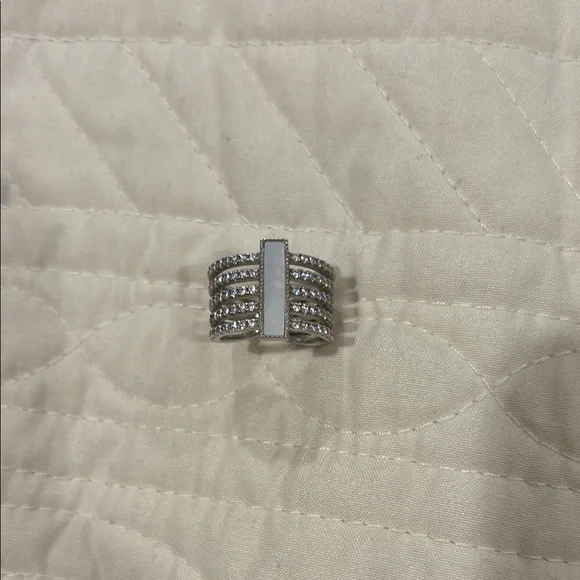 Lisa Robertson Silver Multi-Row Stone-Studded Ring - Picture 2 of 5